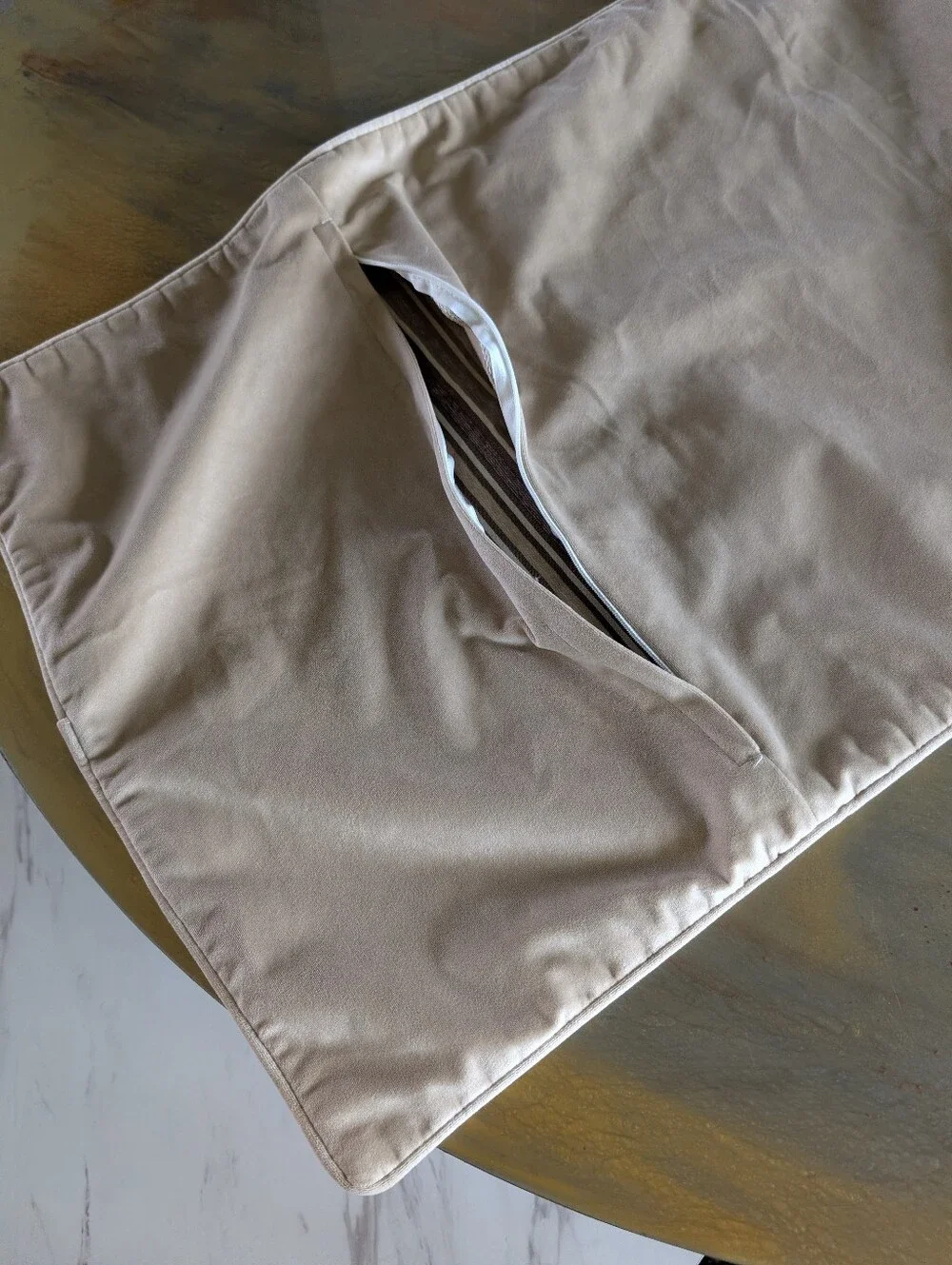 Yangest Textured Brown Multi Striped Lumbar Body Pillow Cover Size 19.5